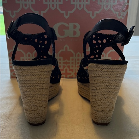 Gianni Bini Black Crochet Wedge Sandals Size 9.5 - Picture 4 of 5